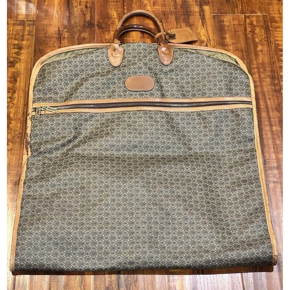 Vintage Hartmann Wings Diamonds Jacquard Leather Trim Travel Luggage Garment Bag